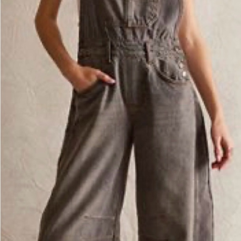 NWOT Free People Charcoal Overalls